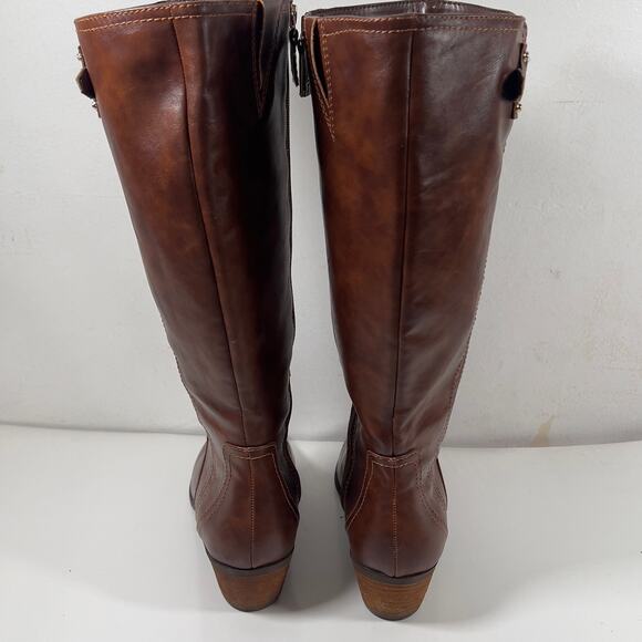 DR SCHOLLS Brown Faux Leather Wide Calf Women's Riding Boot 8.5M 1.5" Heel - Picture 10 of 16